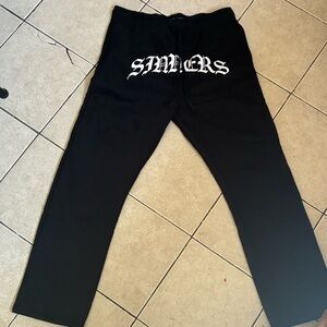 Black Sweatpants with White 'SINNERS' Print